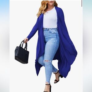 Vibrant Blue Open Front Duster Cardigan